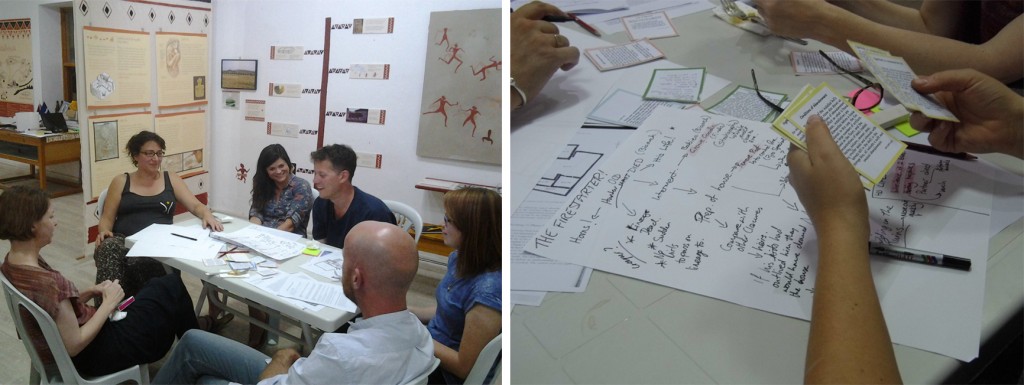 Figure 8. Participants brainstorming and storyboarding during the authoring session at the Visitor Centre, Çatalhöyük.