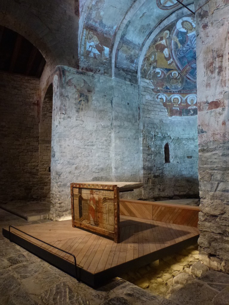 Interior of the church of Sant Climent upon completion of the refurbishment with the new wooden flooring. Photo: SPA.DGABMP