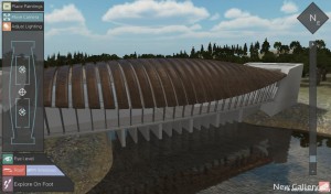 An exterior rendering of the 20th century "bridge" at Crystal Bridges Museum of American Art