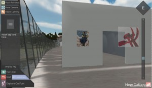 Once inside the virtual gallery, students can place artwork, toggle the roof, and navigate on foot.