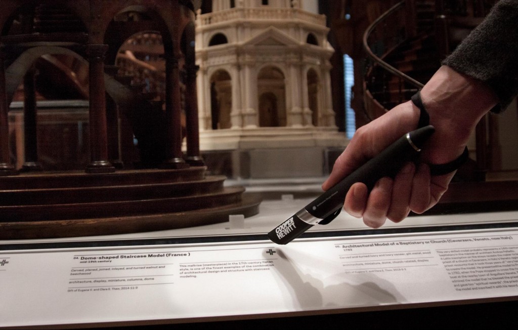 Final pen being used to scan a label rail in the museum, March 2015