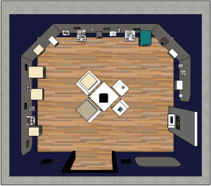 Fig. 3 Rendering of exhibition groundplan in Sketchup. Design by Ian Sullivan