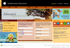 SmithsonianEducation.org educators homepage as it appeared in 2014.