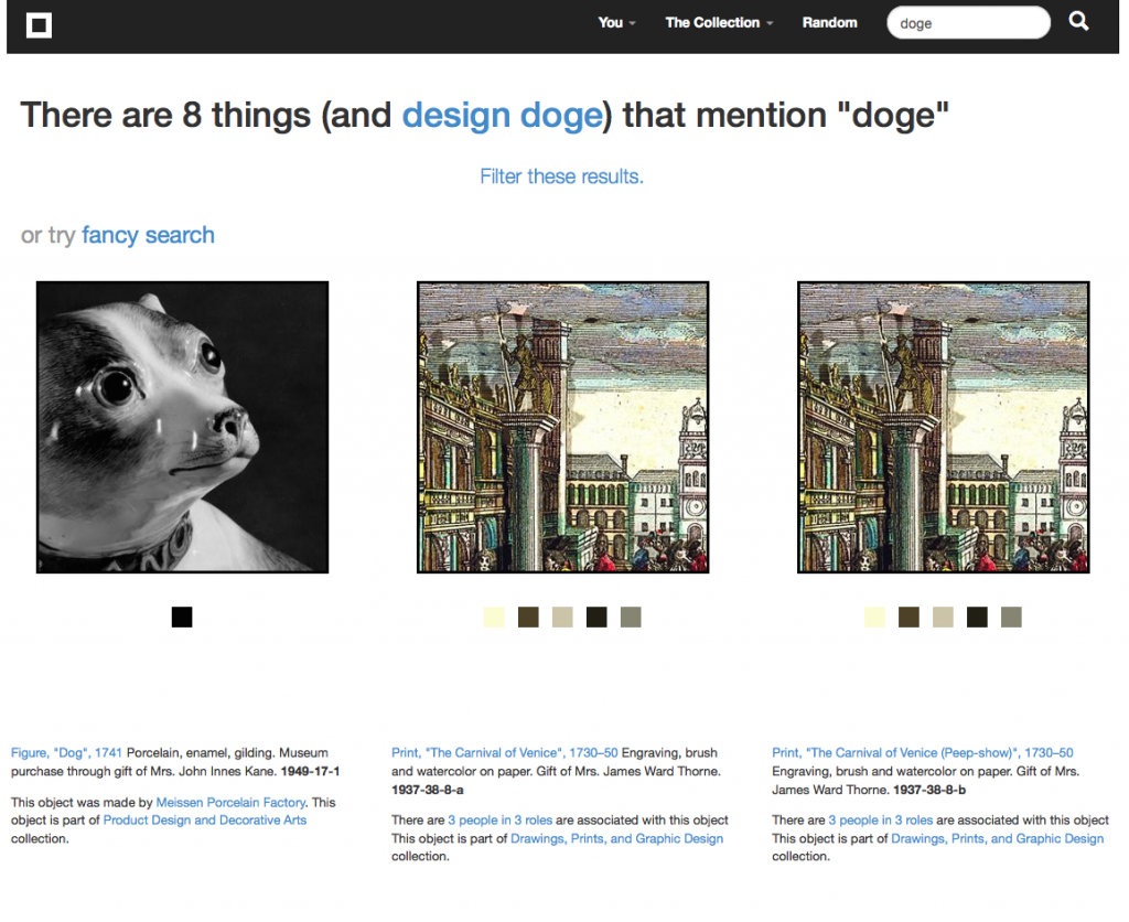 Figure 1: The former search results page of http://collection.cooperhewitt.org