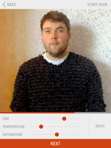 Screenshots of the Pointillize Yourself app