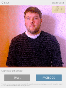 Screenshots of the Pointillize Yourself app