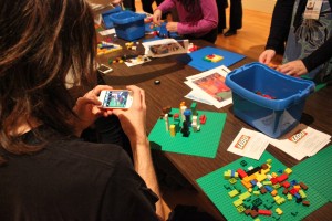 Visitors participating in LEGO Instagram activity at Phillips after 5